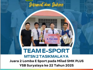 Tim E-Sport MTsN 2 Tasikmalaya pada Milad SMK Plus YSB Suryalaya ke-22