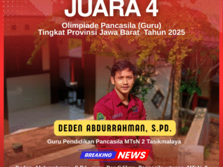 Guru PKn MTsN 2 Tasikmalaya Raih Juara 4 Olimpiade Pancasila Tingkat Provinsi Jawa Barat